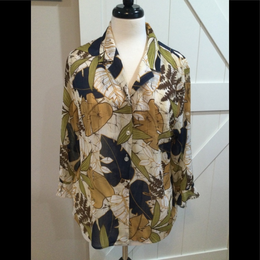 Alfred Dunner 14 Petite long sleeve button down blouse